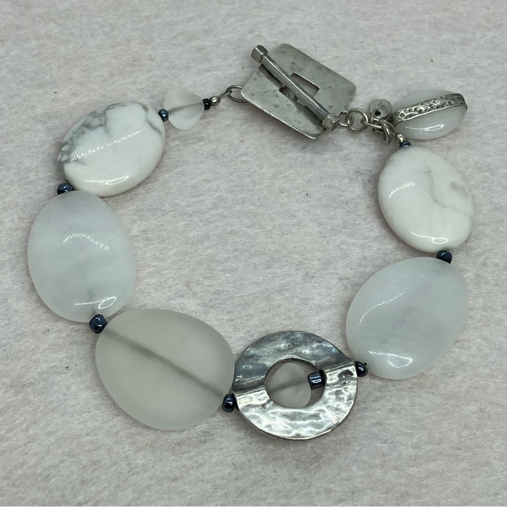 Silpada 925 Sterling Silver Howlite Jade Toggle Clasp Bracelet | B1946 Retired